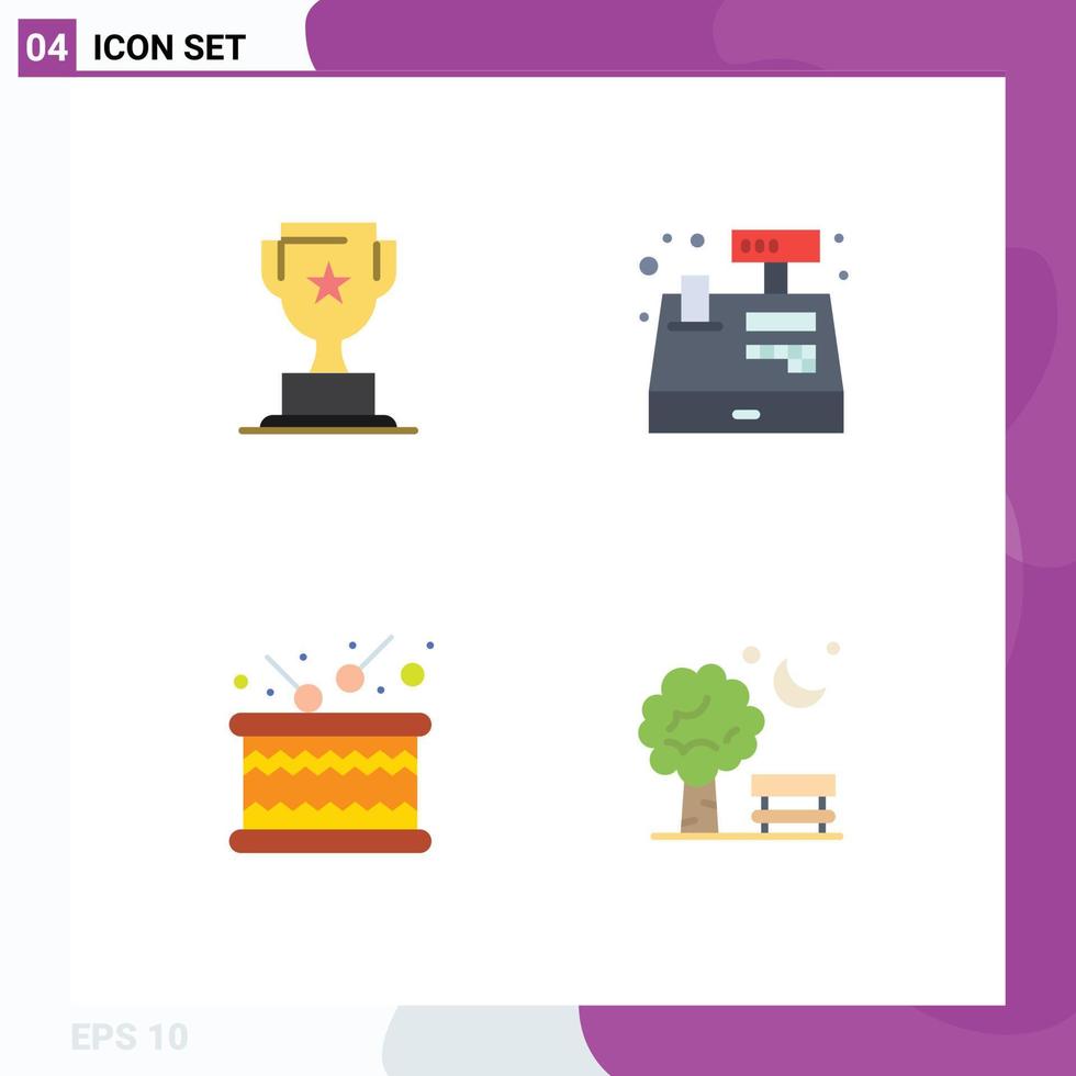 Set of 4 Modern UI Icons Symbols Signs for award timbrel marketing