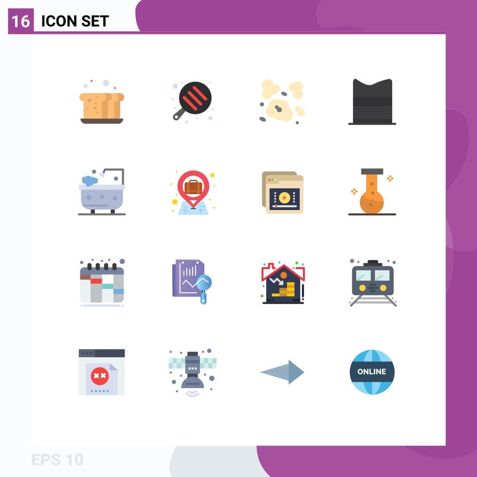 Pictogram Set of 16 Simple Flat Colors of bathroom web air fashion clothing Editable Pack of Creative Vector Design Elements