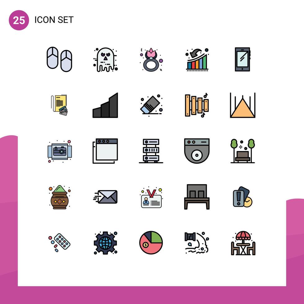 Set of 25 Modern UI Icons Symbols Signs for growth down scary businessman women Editable Vector Design Elements