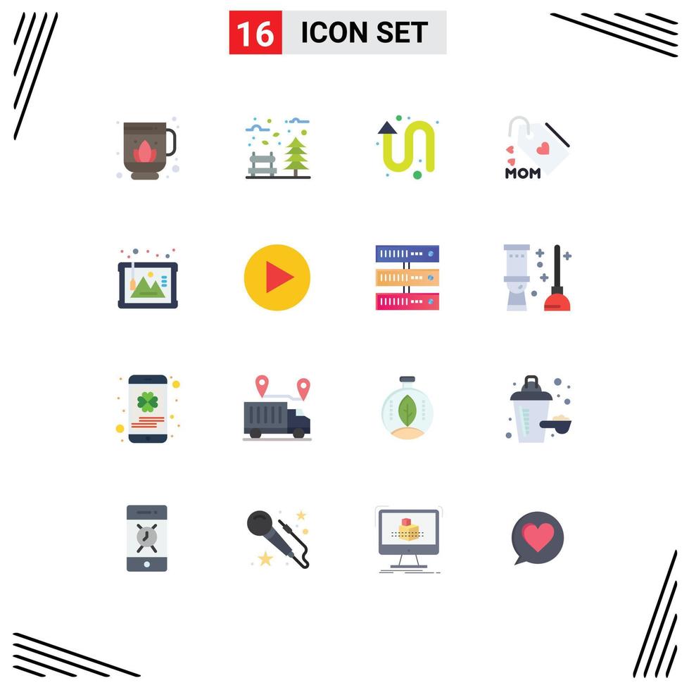 Set of 16 Modern UI Icons Symbols Signs for art mother arrow mom tag Editable Pack of Creative Vector Design Elements