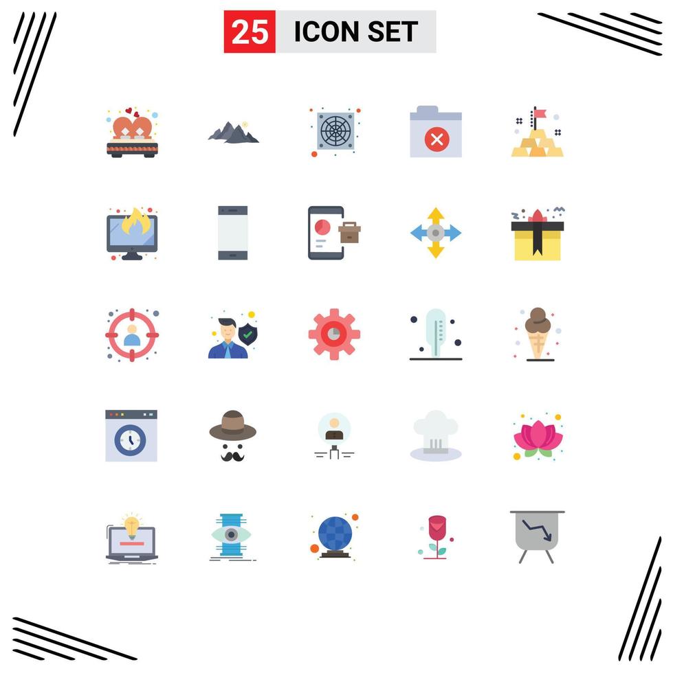 Pack of 25 creative Flat Colors of investment folder nature files fan Editable Vector Design Elements