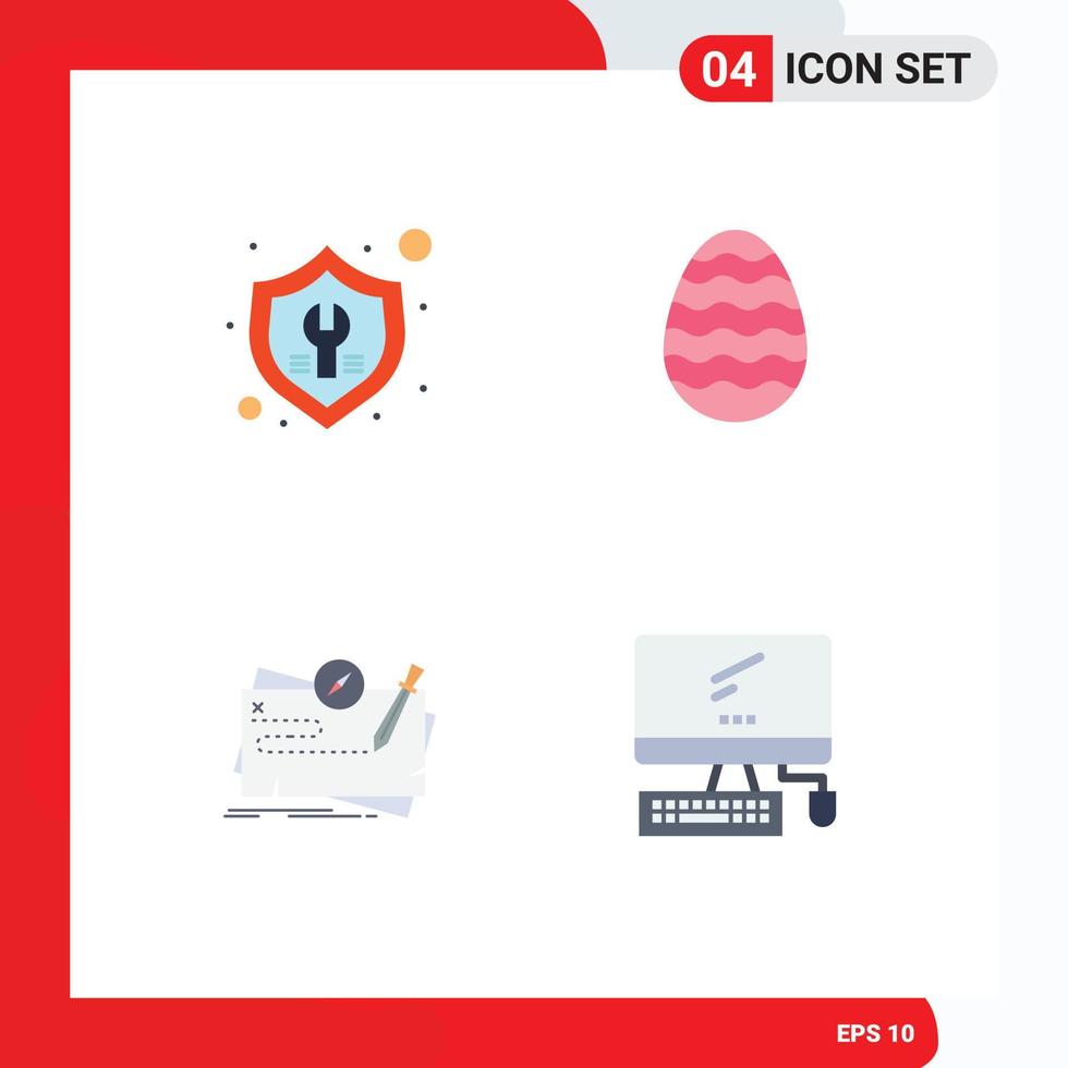 User Interface Pack of 4 Basic Flat Icons of fix game repair easter mission Editable Vector Design Elements