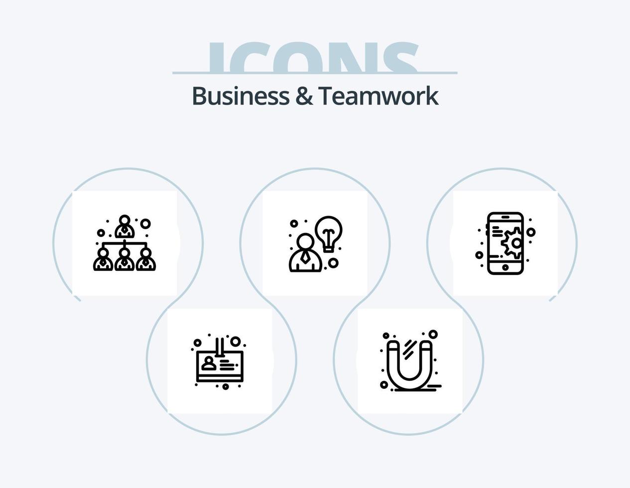 Business And Teamwork Line Icon Pack 5 Icon Design. power. magnet. pyramid. business. users vector
