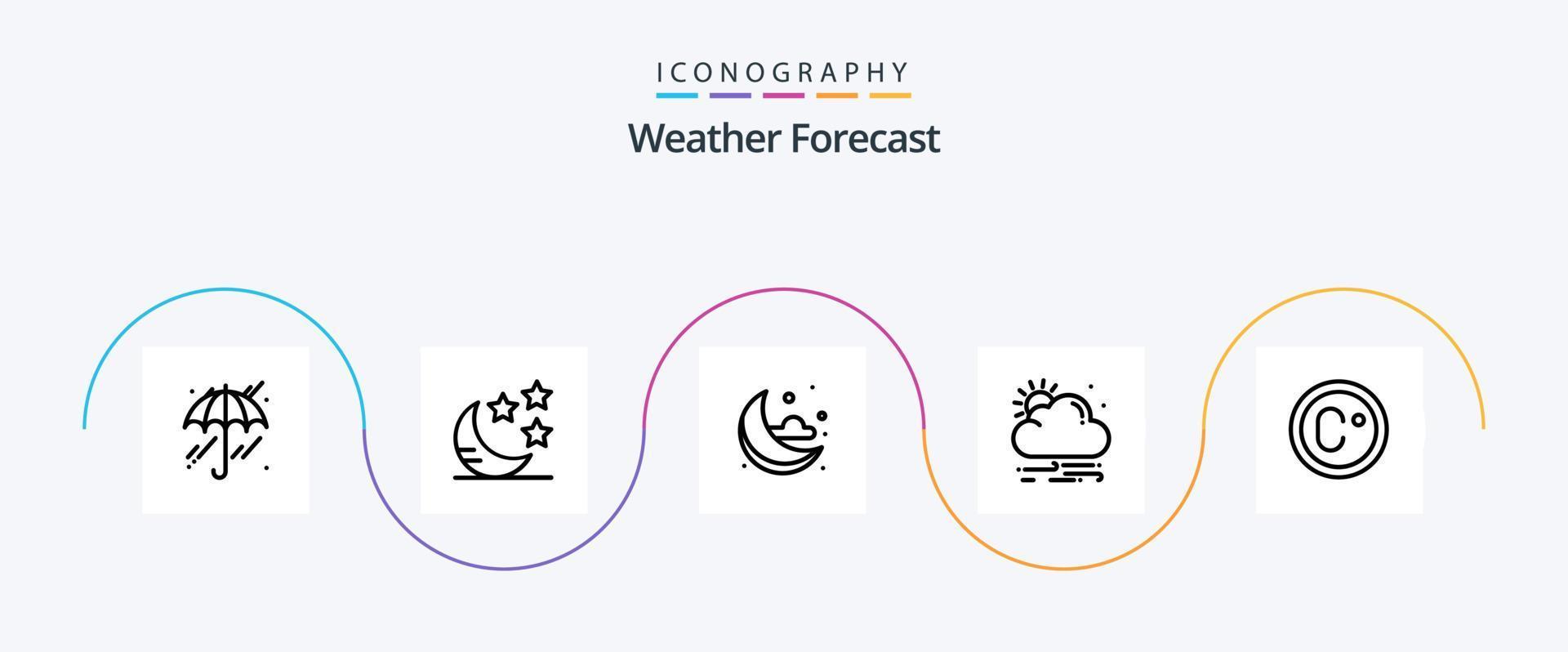paquete de iconos de la línea meteorológica 5 que incluye . clima. medida. clima vector
