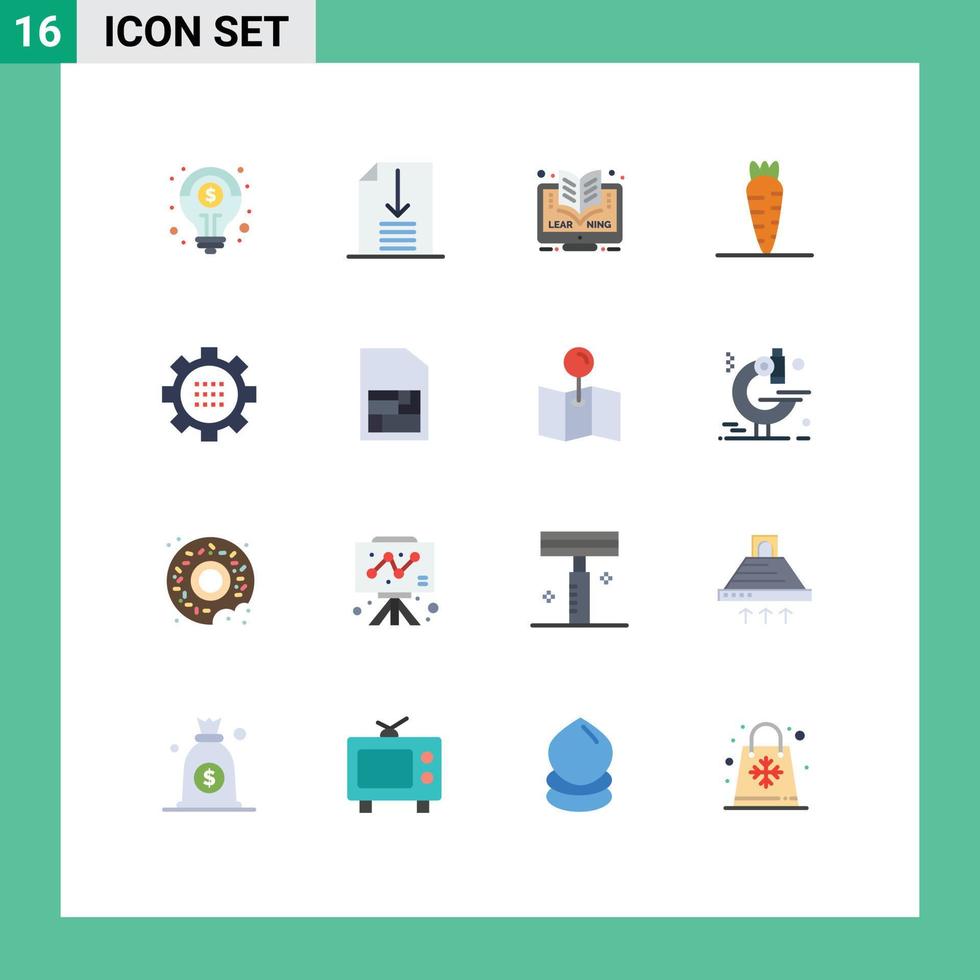 16 Flat Color concept for Websites Mobile and Apps options configuration elearning cog food Editable Pack of Creative Vector Design Elements
