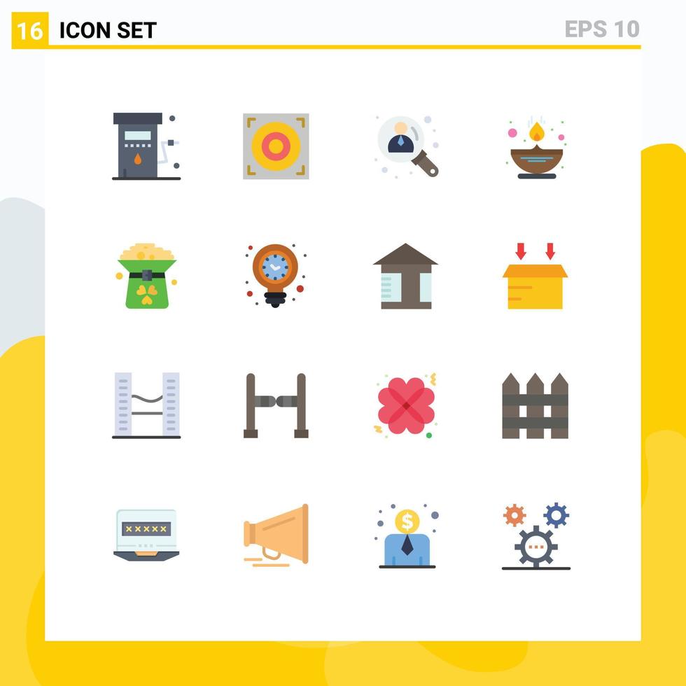Modern Set of 16 Flat Colors and symbols such as coin oil business lamp fire Editable Pack of Creative Vector Design Elements