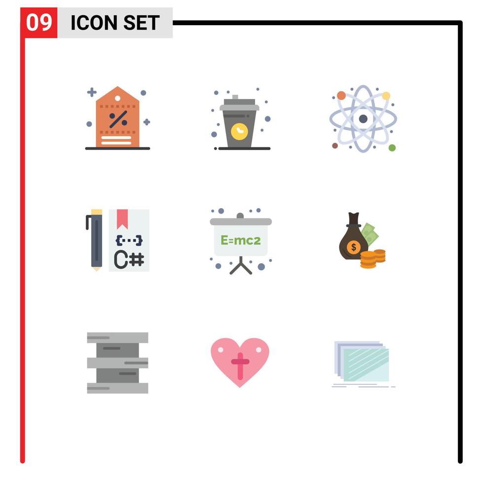 9 Universal Flat Colors Set for Web and Mobile Applications develop code cup c laboratory Editable Vector Design Elements