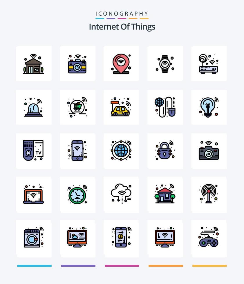 Creative Internet Of Things 25 Line FIlled icon pack  Such As wifi. internet of things. location. internet. wifi vector