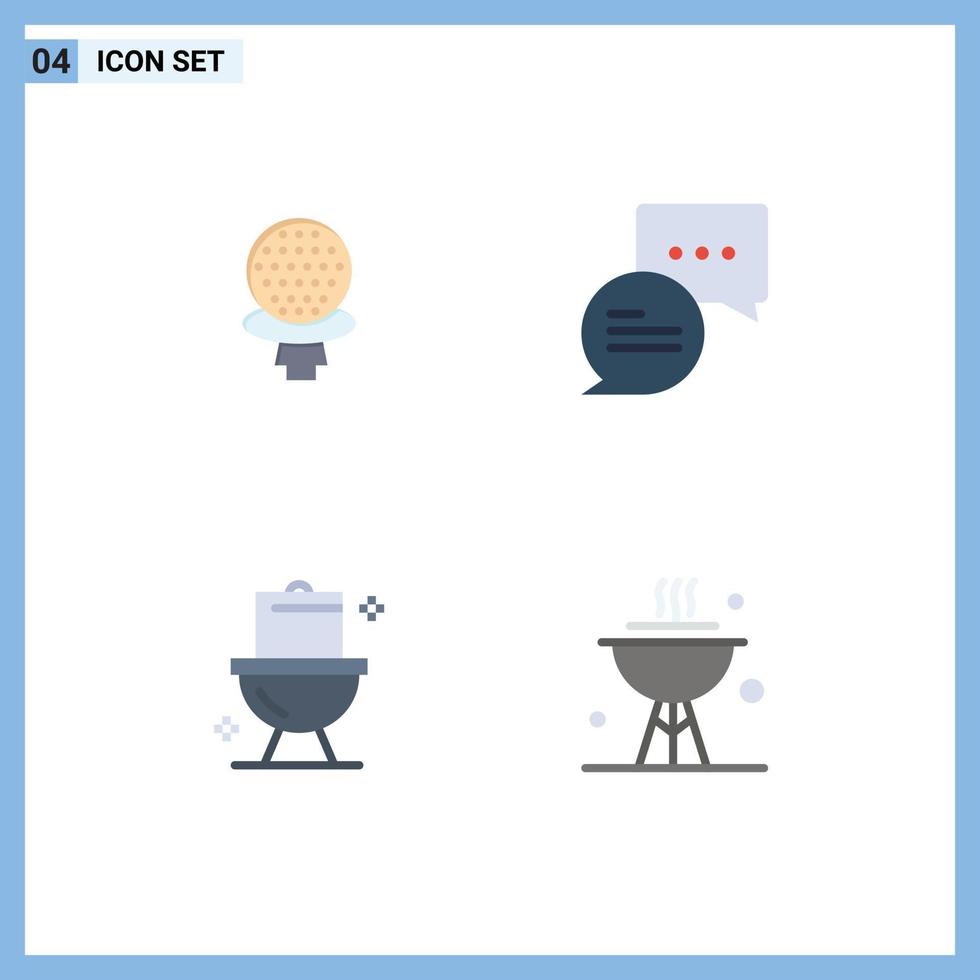 Set of 4 Vector Flat Icons on Grid for golf toilet hotel mail bbq Editable Vector Design Elements