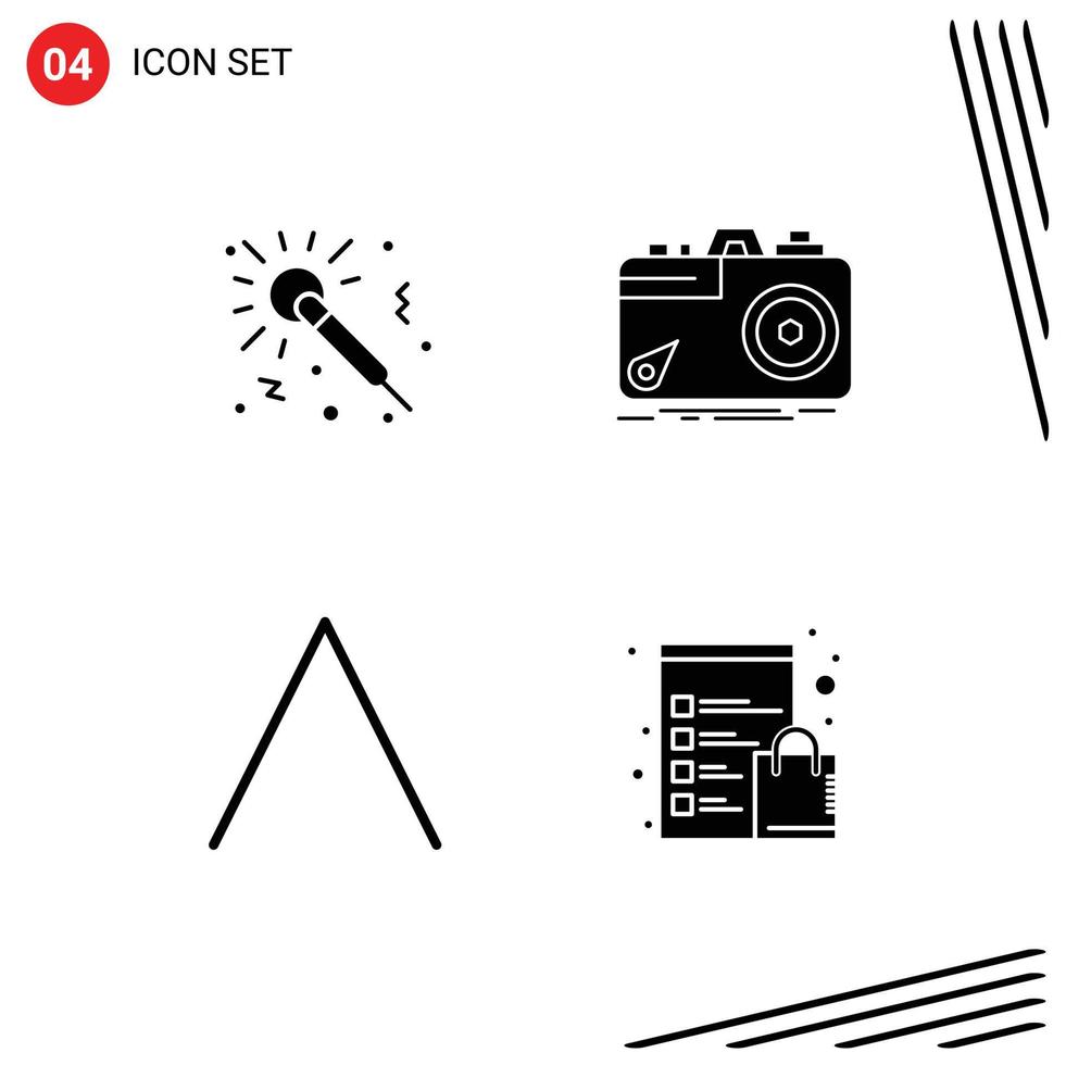 Set of 4 Modern UI Icons Symbols Signs for microphone arrow night capture up Editable Vector Design Elements