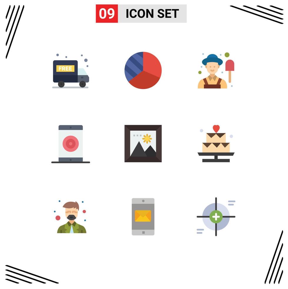 Universal Icon Symbols Group of 9 Modern Flat Colors of travel photo garden gallery optimization Editable Vector Design Elements