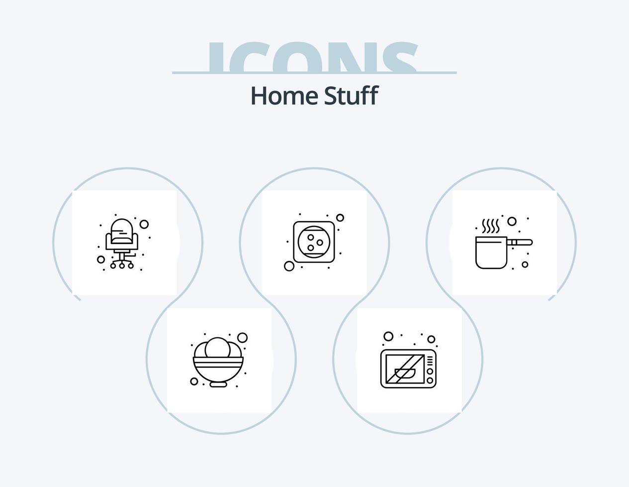 Home Stuff Line Icon Pack 5 Icon Design. microwave. light. cap. decoration. bulb vector