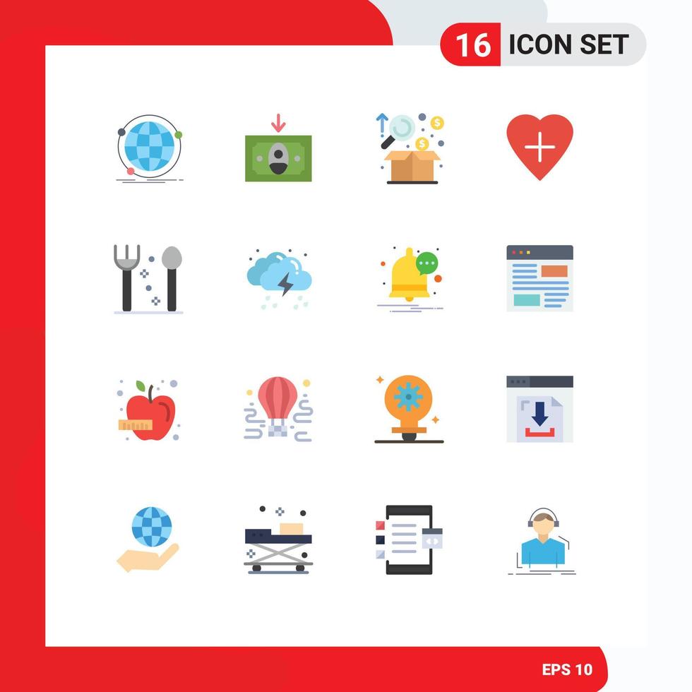 16 Universal Flat Colors Set for Web and Mobile Applications fork human heart analysis heart shape product Editable Pack of Creative Vector Design Elements