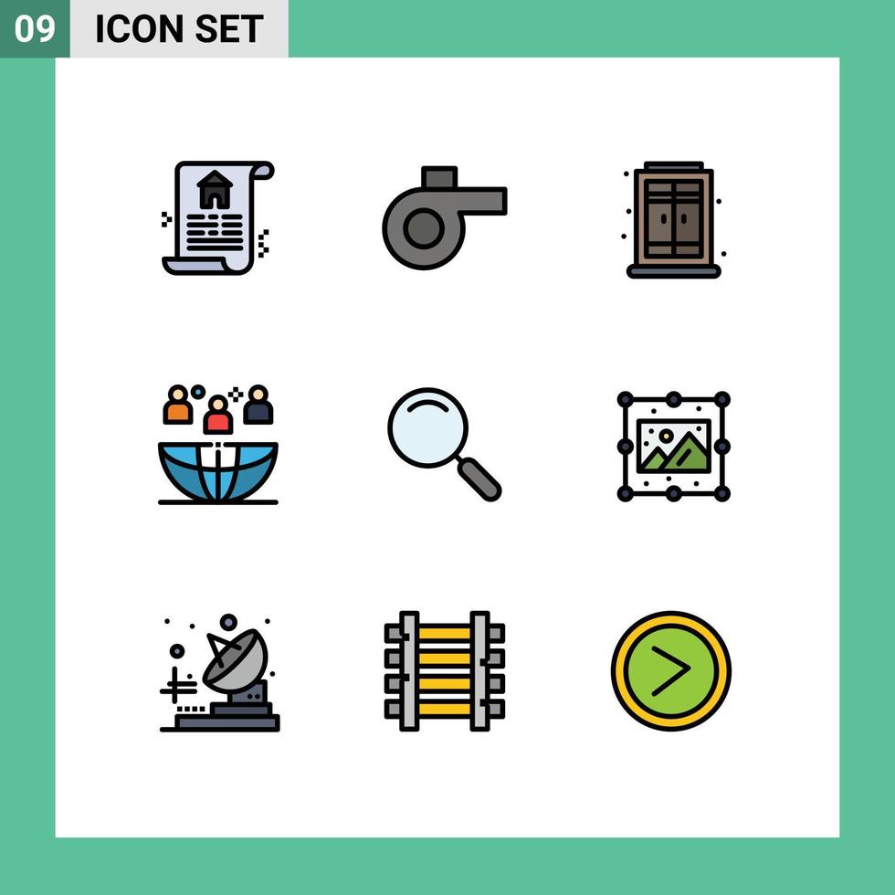 Set of 9 Modern UI Icons Symbols Signs for creative magnify freelance magnifier outsourcing Editable Vector Design Elements