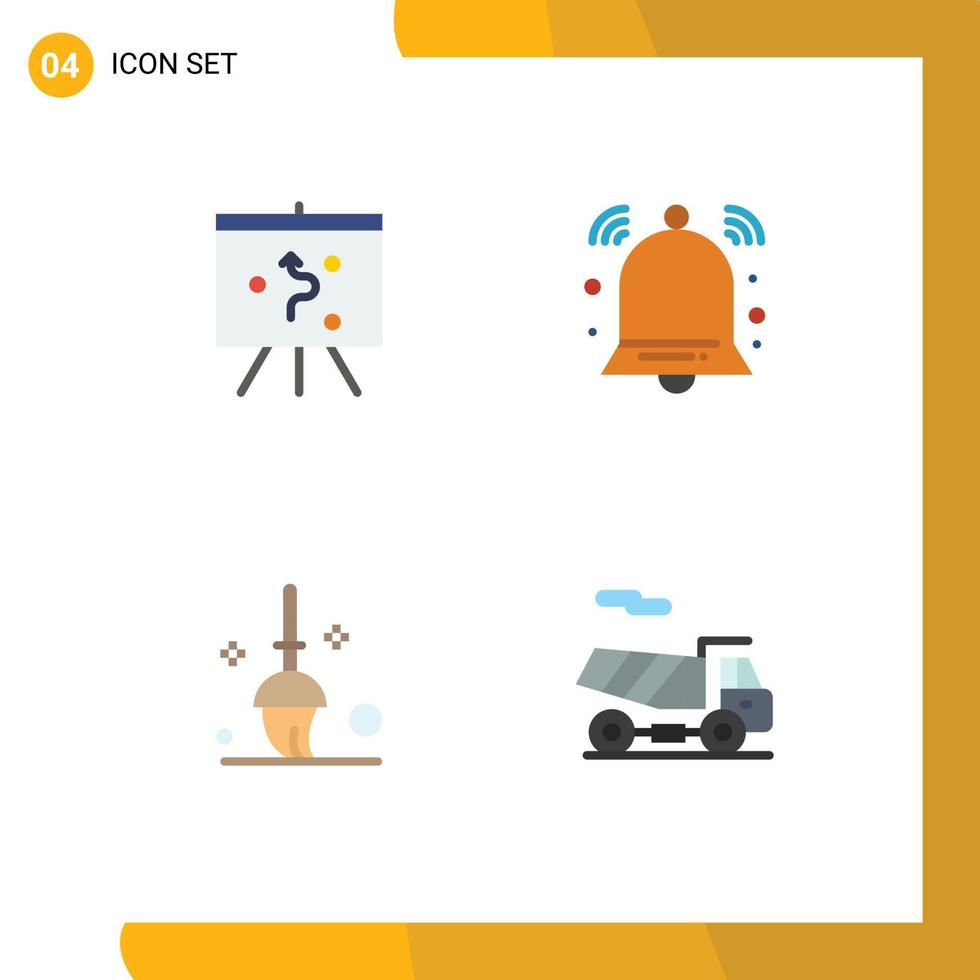 Pack of 4 creative Flat Icons of board mop alert signal quad Editable Vector Design Elements