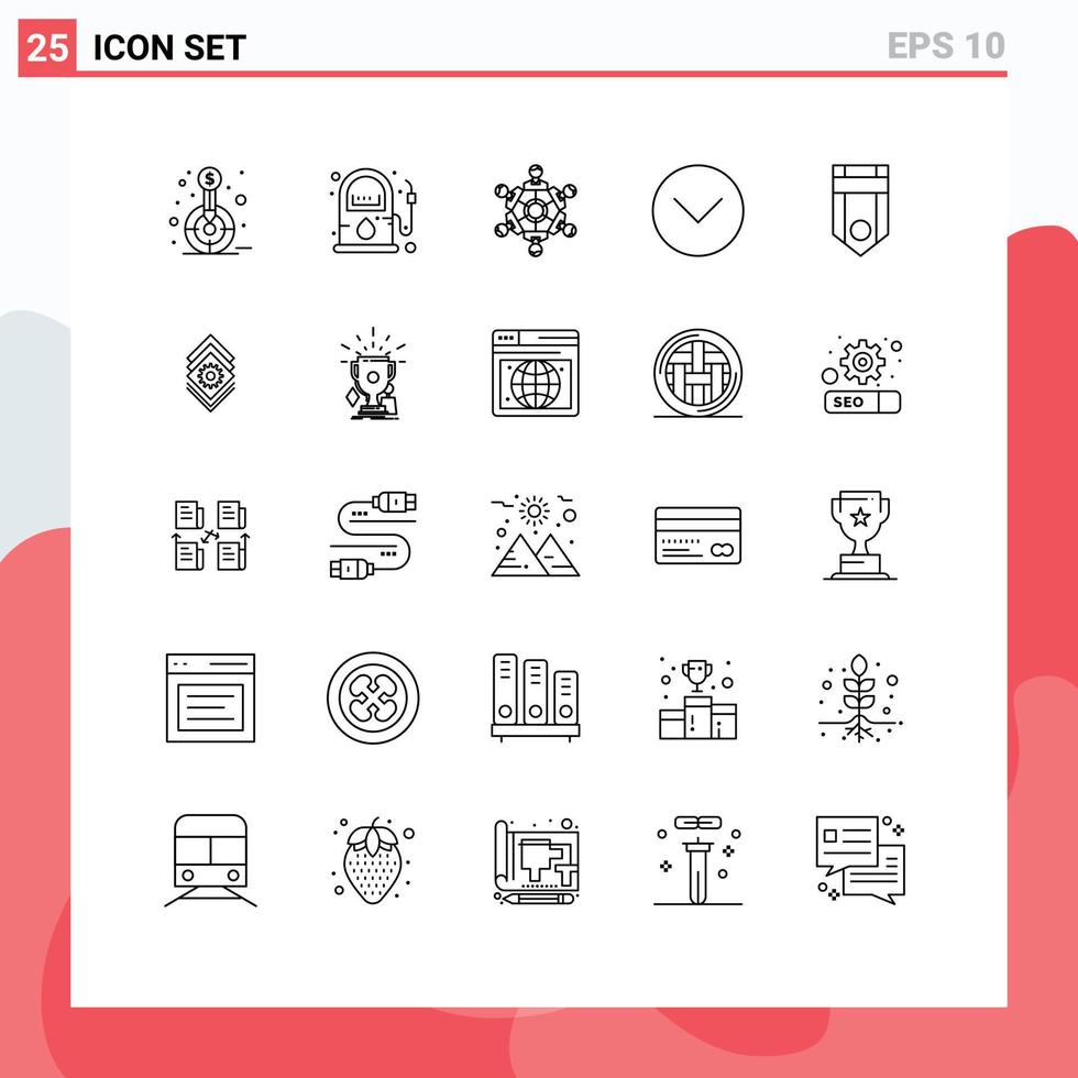 Universal Icon Symbols Group of 25 Modern Lines of multimedia media pump down games Editable Vector Design Elements