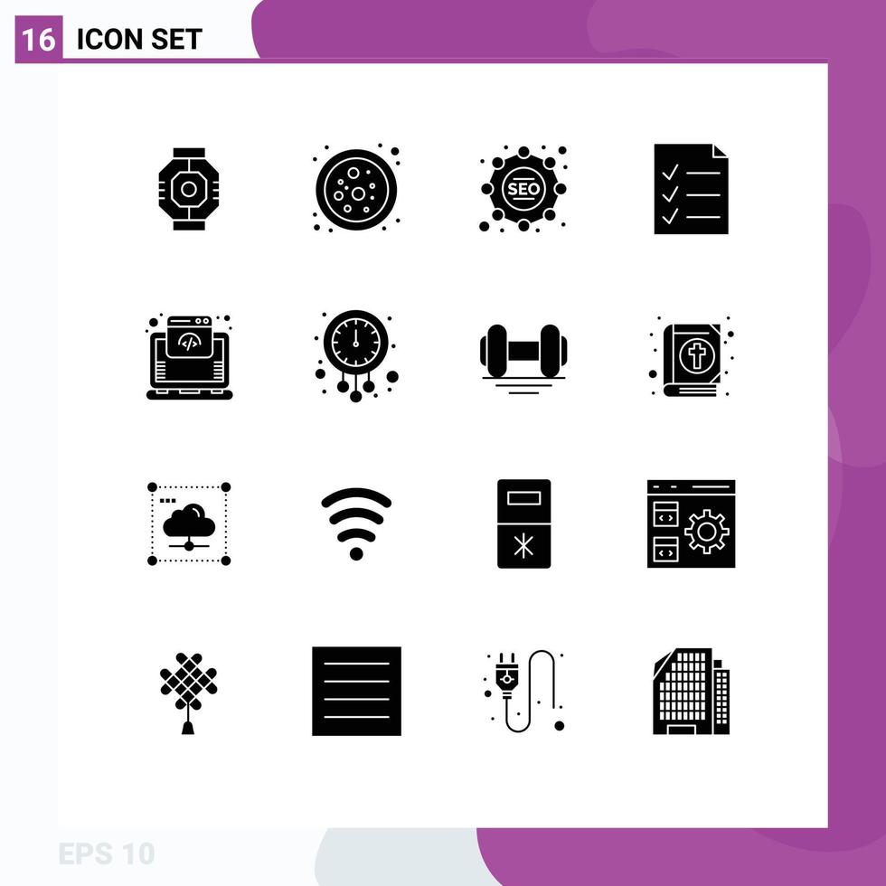 Stock Vector Icon Pack of 16 Line Signs and Symbols for online hosting seo cloud file Editable Vector Design Elements