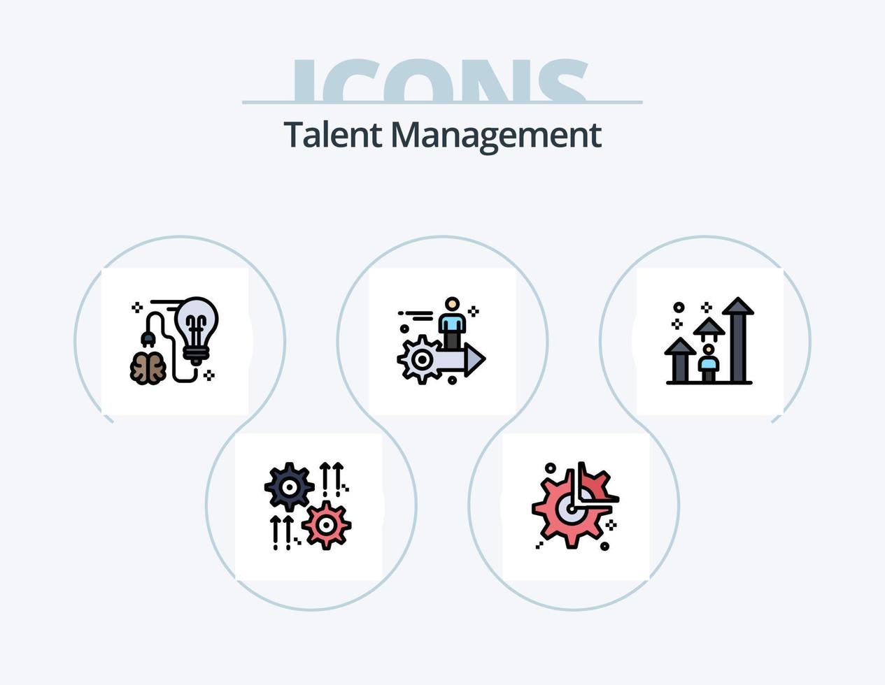 Talent Management Line Filled Icon Pack 5 Icon Design. cog. setting. user. setting. like vector