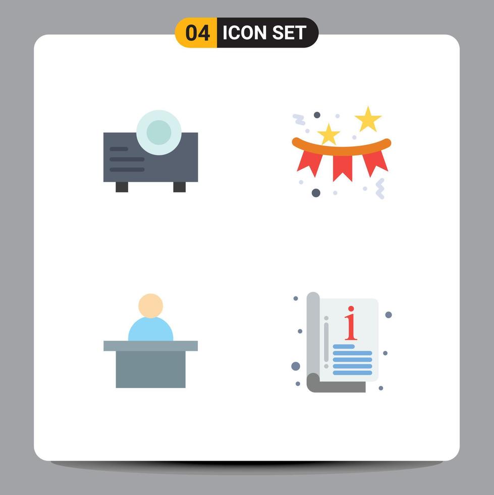 Group of 4 Modern Flat Icons Set for device professor confetti star catalog Editable Vector Design Elements