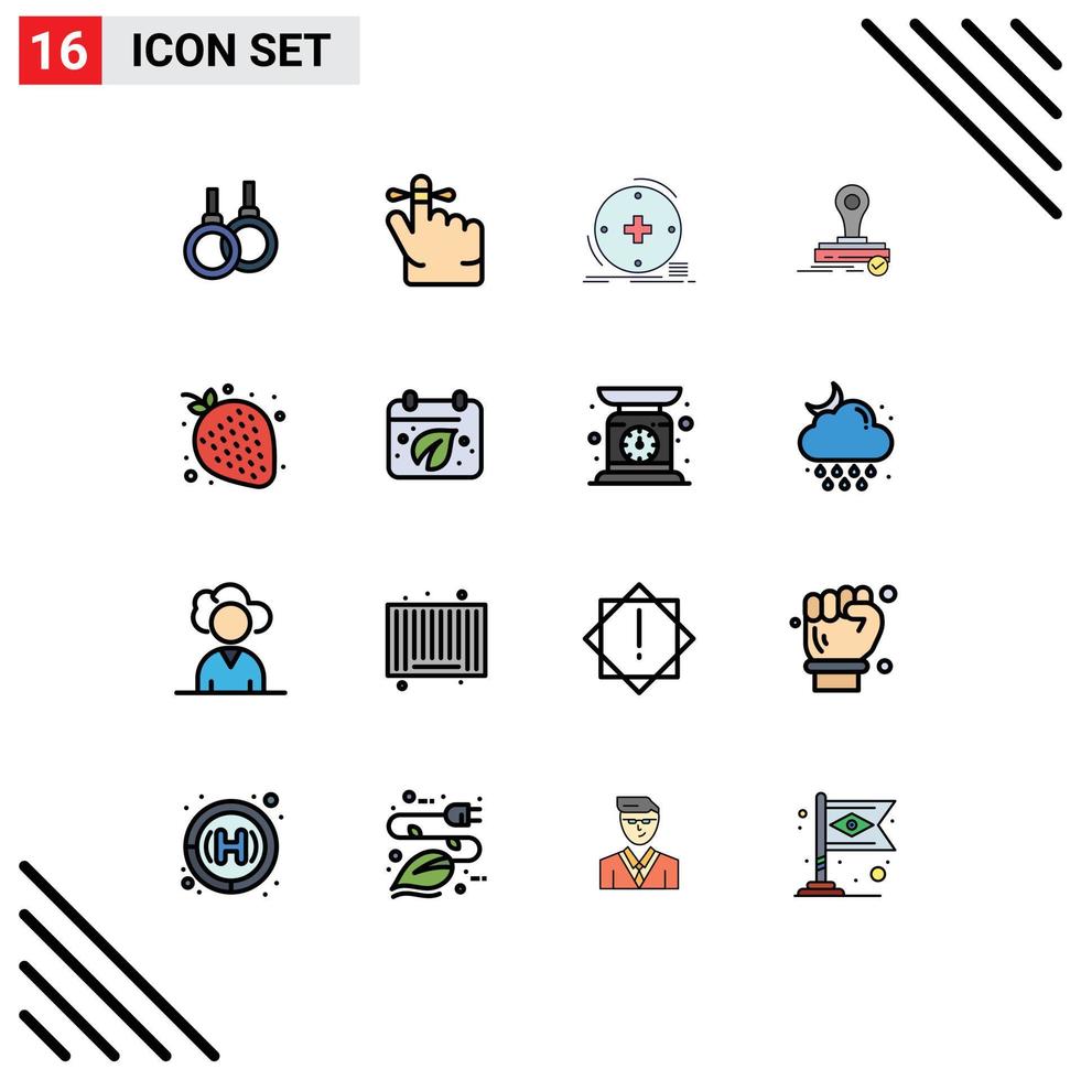 Set of 16 Modern UI Icons Symbols Signs for strawberry logo digital press stamp Editable Creative Vector Design Elements