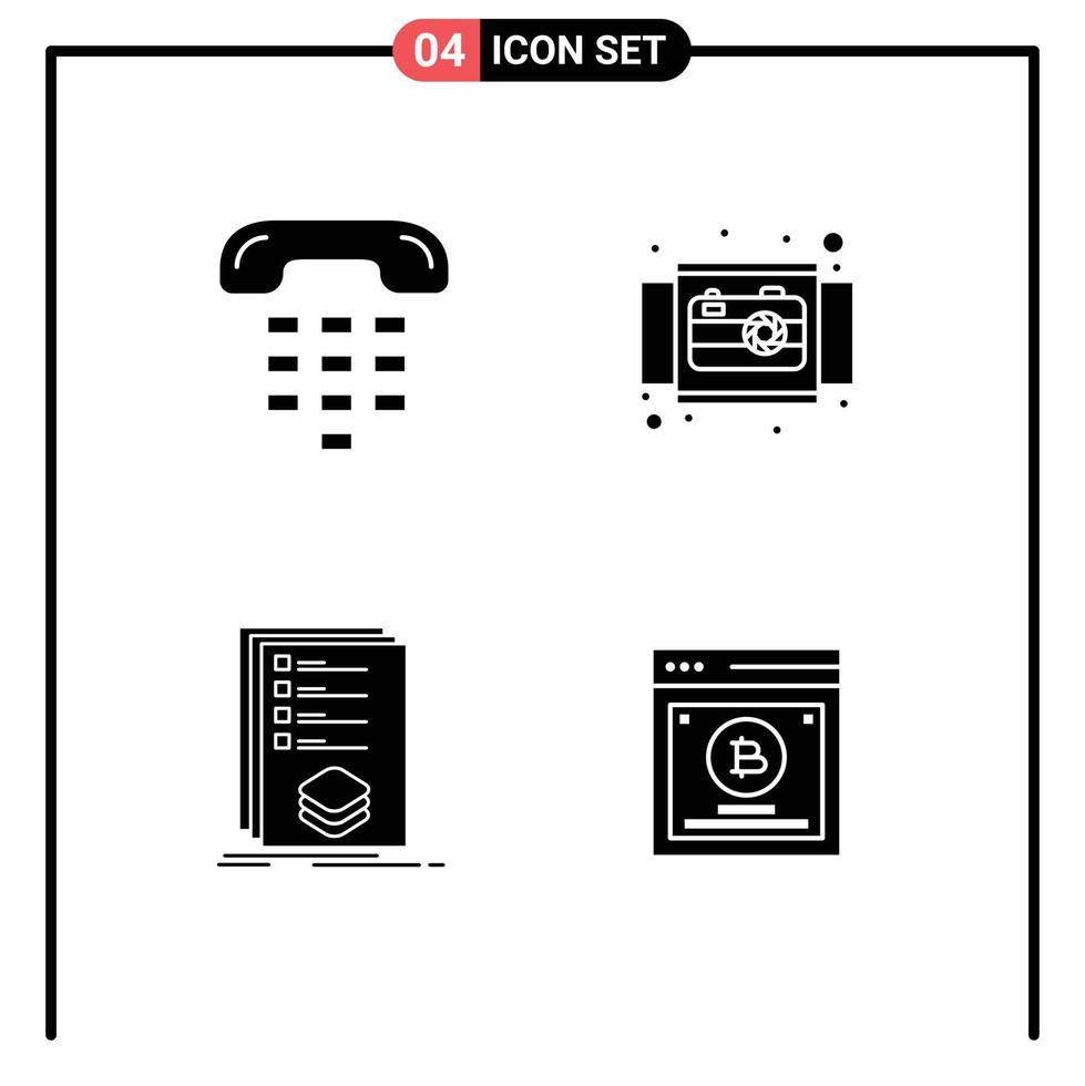 Thematic Vector Solid Glyphs and Editable Symbols of call view device circle check Editable Vector Design Elements