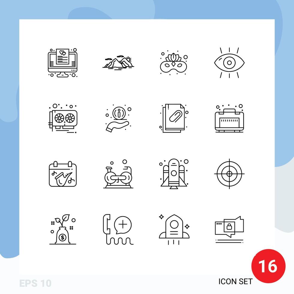 16 Creative Icons Modern Signs and Symbols of health fitness evening eye face mask Editable Vector Design Elements