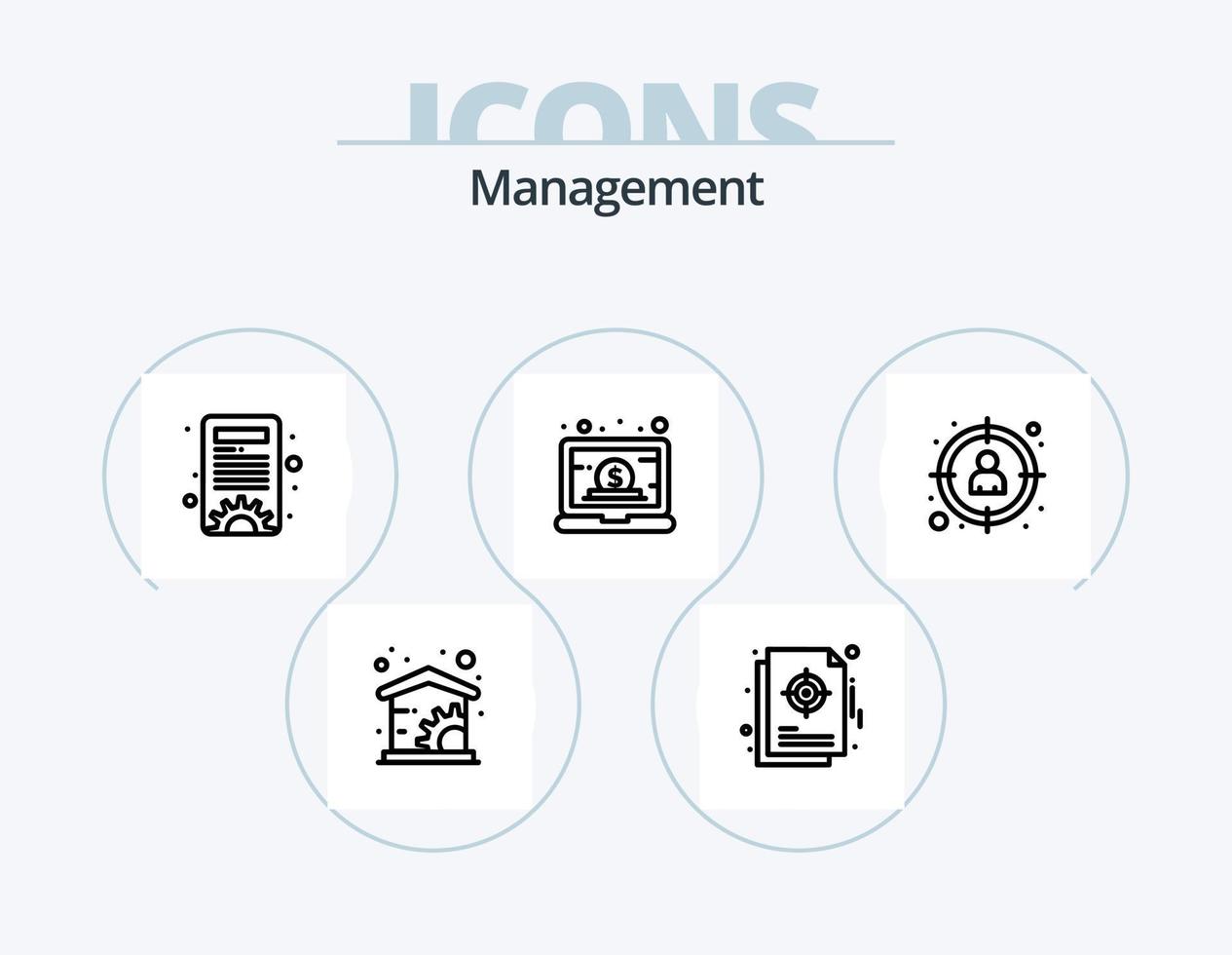 paquete de iconos de línea de gestión 5 diseño de iconos. ajustes. gestión de contenido. corporativo. administración. negocio vector