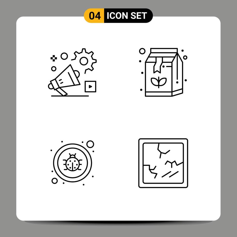4 Universal Filledline Flat Colors Set for Web and Mobile Applications campaign bug video box repair Editable Vector Design Elements
