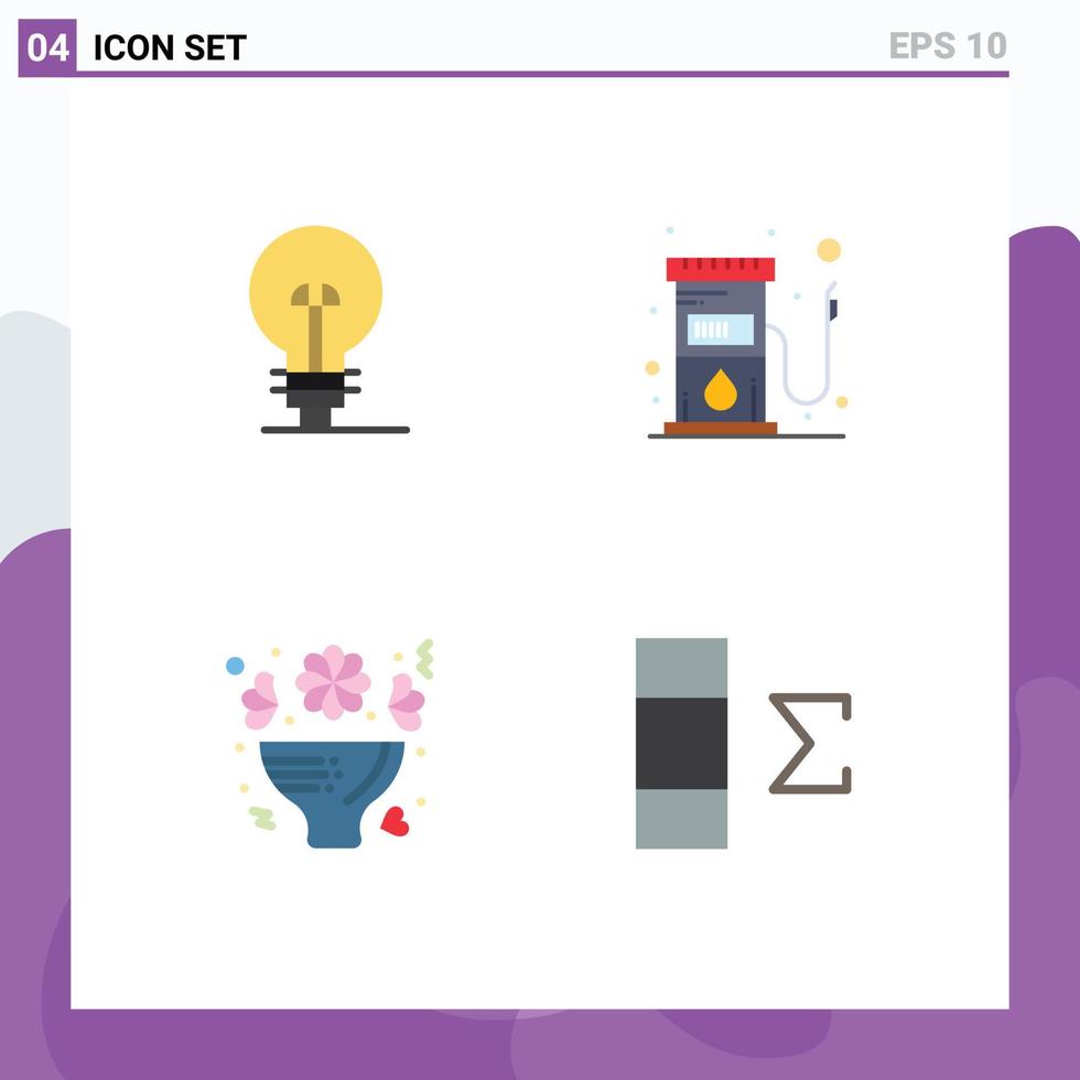 4 Universal Flat Icon Signs Symbols of business flowers product station roses Editable Vector Design Elements