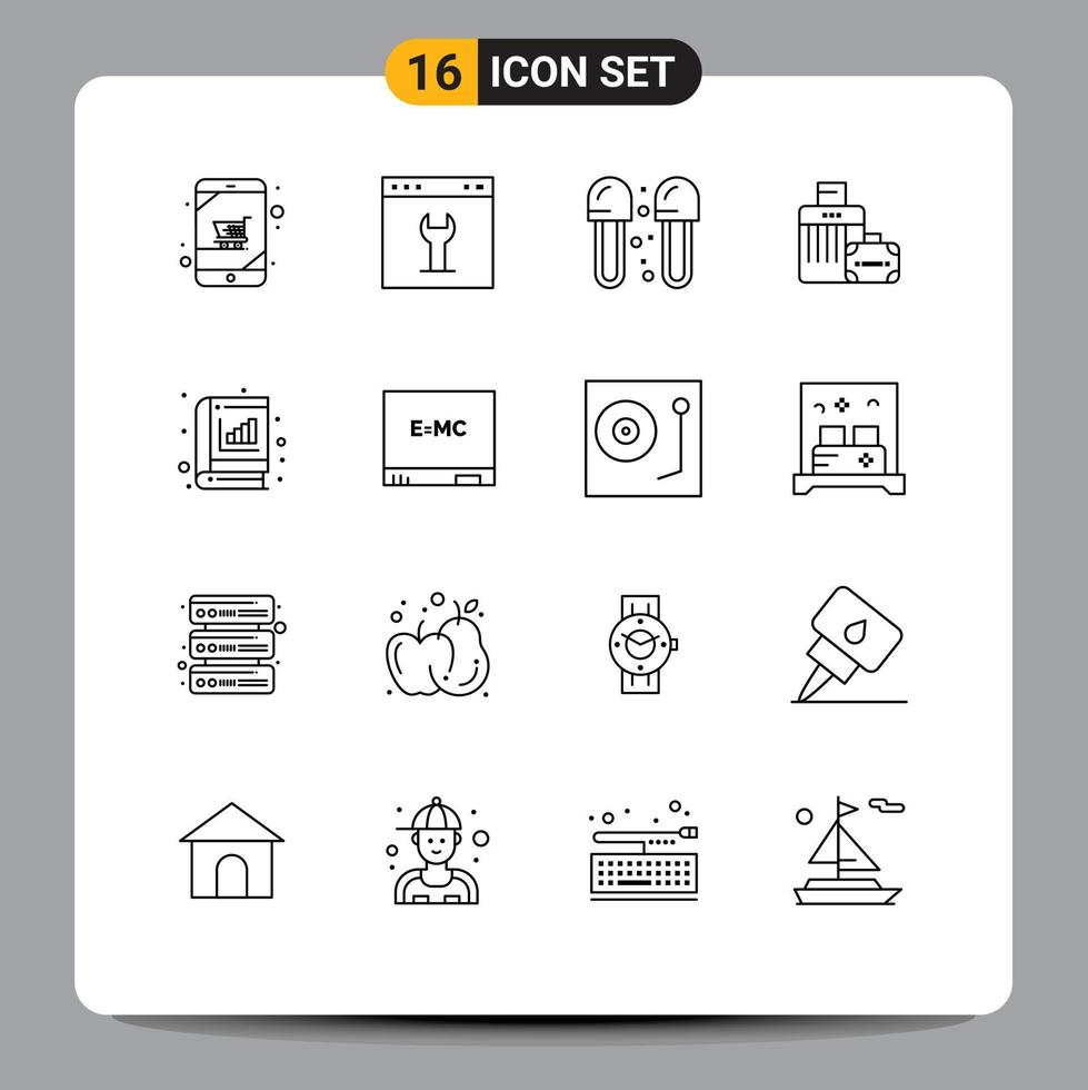 16 Creative Icons Modern Signs and Symbols of hotel bag setting luggage shower Editable Vector Design Elements