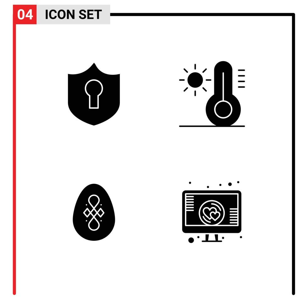 Stock Vector Icon Pack of 4 Line Signs and Symbols for access egg climate bird romance Editable Vector Design Elements