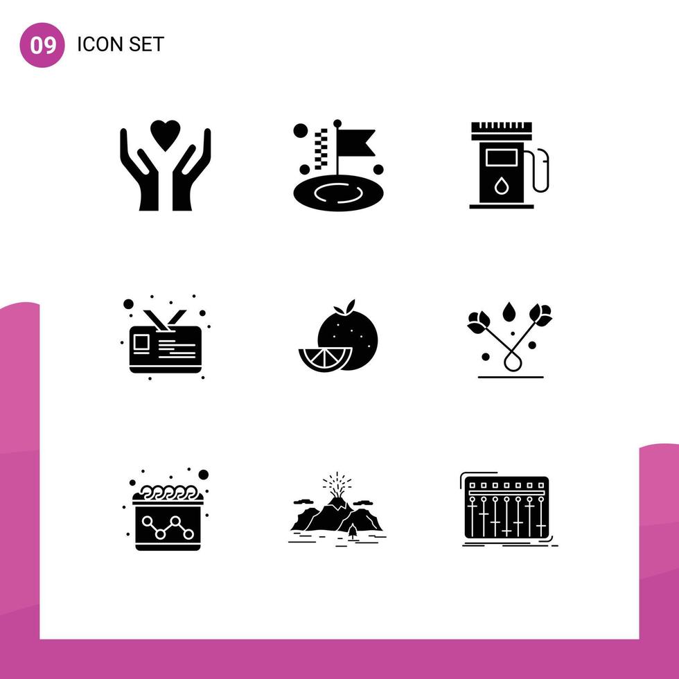 9 iconos creativos signos y símbolos modernos de decoración mapas de frutas comida tarjeta de estudiante elementos de diseño vectorial editables vector