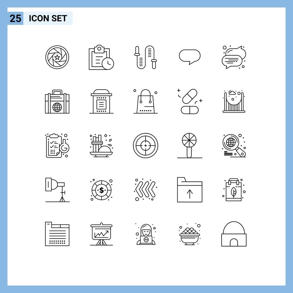 Set of 25 Modern UI Icons Symbols Signs for speech chatting jumping chat sport Editable Vector Design Elements
