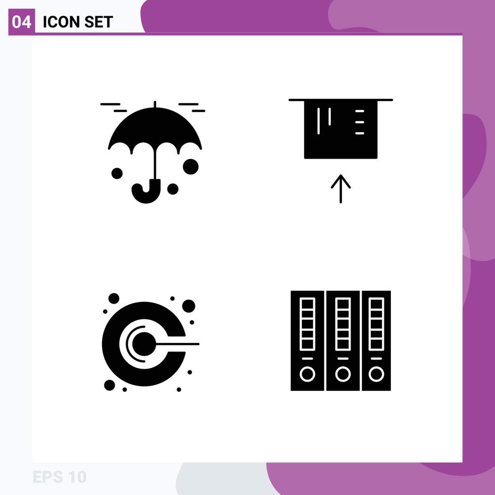 Set of 4 Vector Solid Glyphs on Grid for insurance promotion atm idea business Editable Vector Design Elements