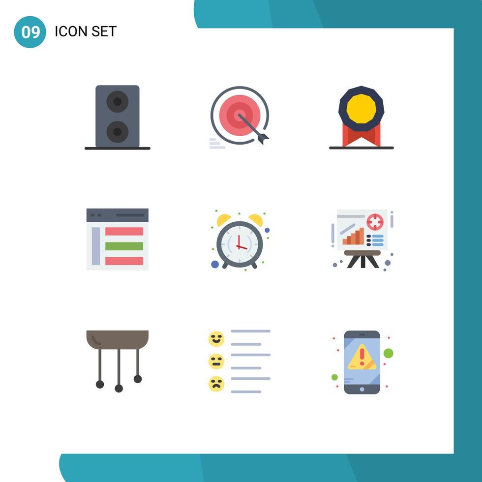 9 Creative Icons Modern Signs and Symbols of morning alarm clock medal alarm sidebar Editable Vector Design Elements