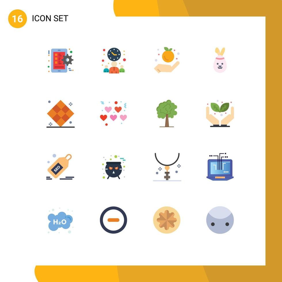 Modern Set of 16 Flat Colors and symbols such as play chess farming athletics easter Editable Pack of Creative Vector Design Elements