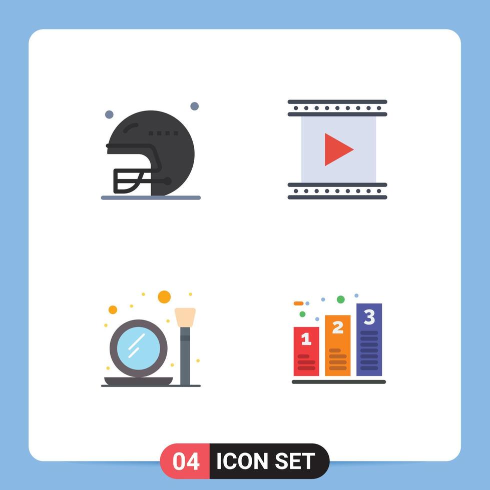 Pack of 4 Modern Flat Icons Signs and Symbols for Web Print Media such as football glass sports film mirror Editable Vector Design Elements