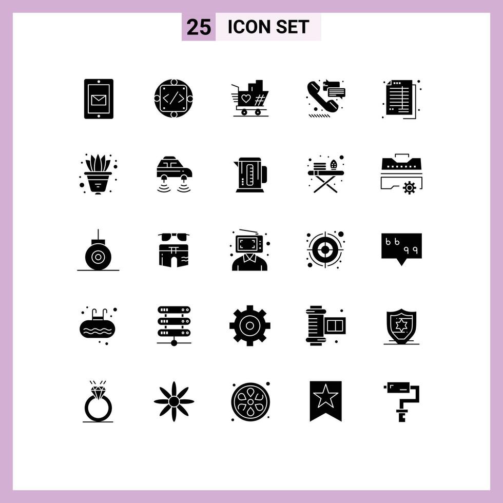 Modern Set of 25 Solid Glyphs and symbols such as accounting support produc phone heart Editable Vector Design Elements