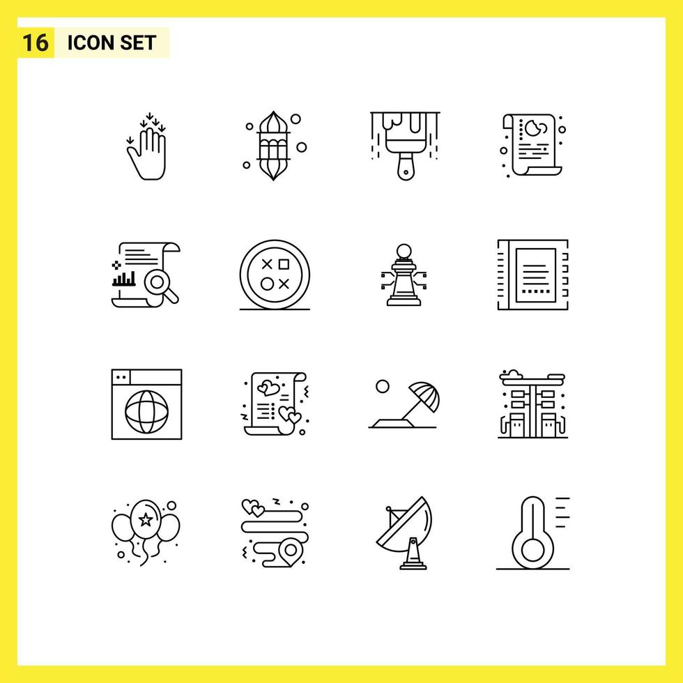 conjunto moderno de 16 esquemas pictográficos de la política del festival de privacidad del gráfico cookies elementos de diseño vectorial editables vector