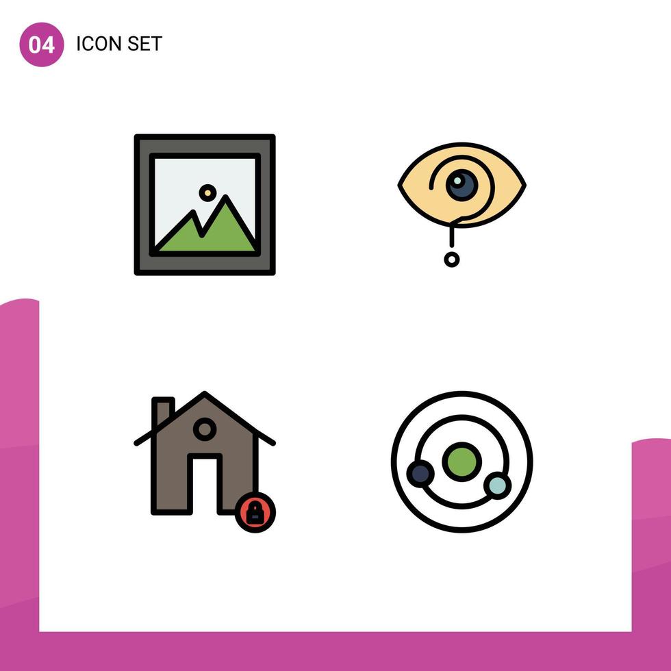 Set of 4 Modern UI Icons Symbols Signs for image estate curious knowledge lock Editable Vector Design Elements