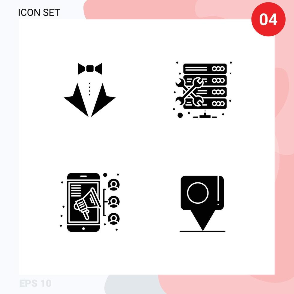 Universal Icon Symbols Group of 4 Modern Solid Glyphs of bow setting suit admin team Editable Vector Design Elements