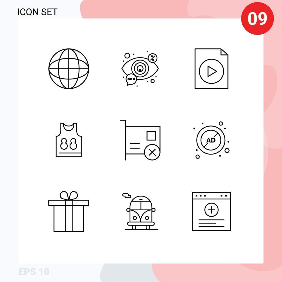 grupo de símbolos de iconos universales de 9 esquemas modernos de equipos de hardware juego de tarjeta de archivo elementos de diseño vectorial editables vector