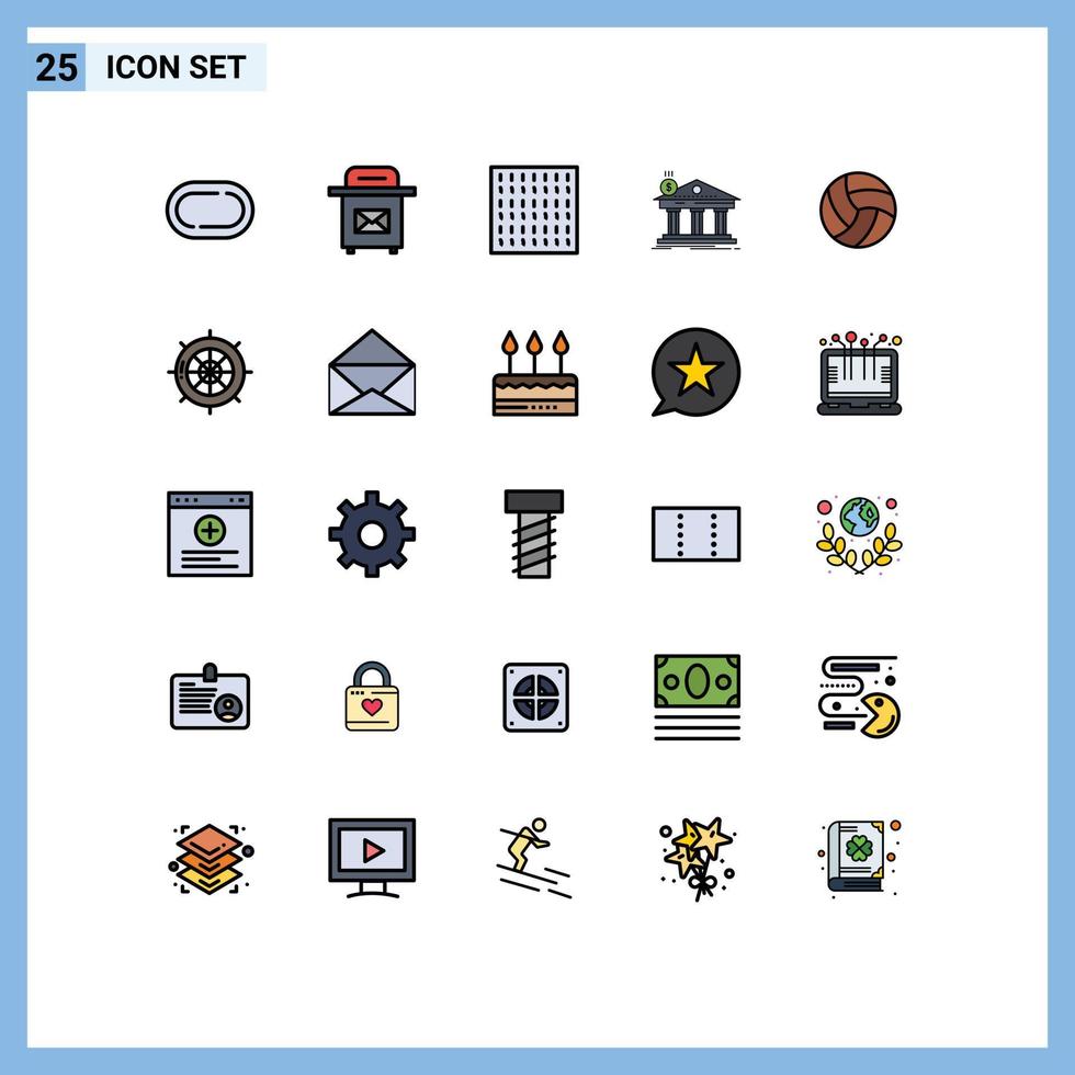 Universal Icon Symbols Group of 25 Modern Filled line Flat Colors of sport volley weather ball building Editable Vector Design Elements