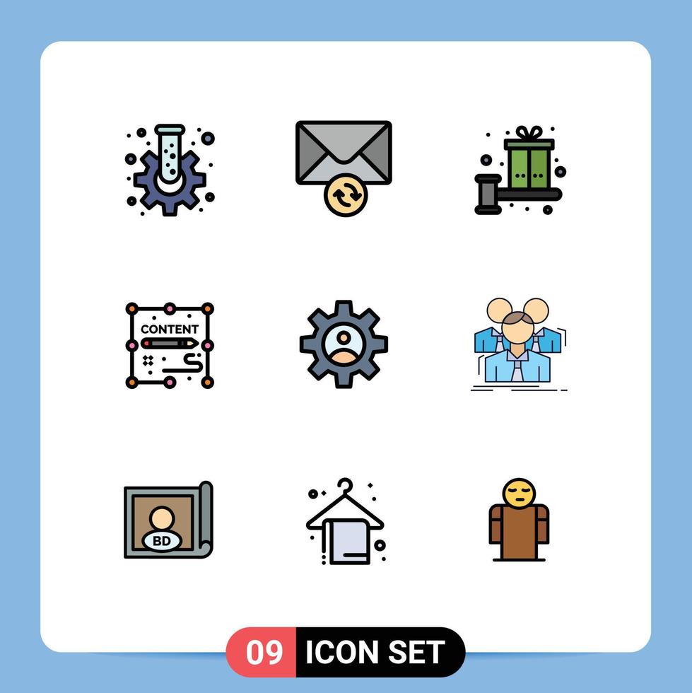 Modern Set of 9 Filledline Flat Colors and symbols such as controls design box duplicate content Editable Vector Design Elements