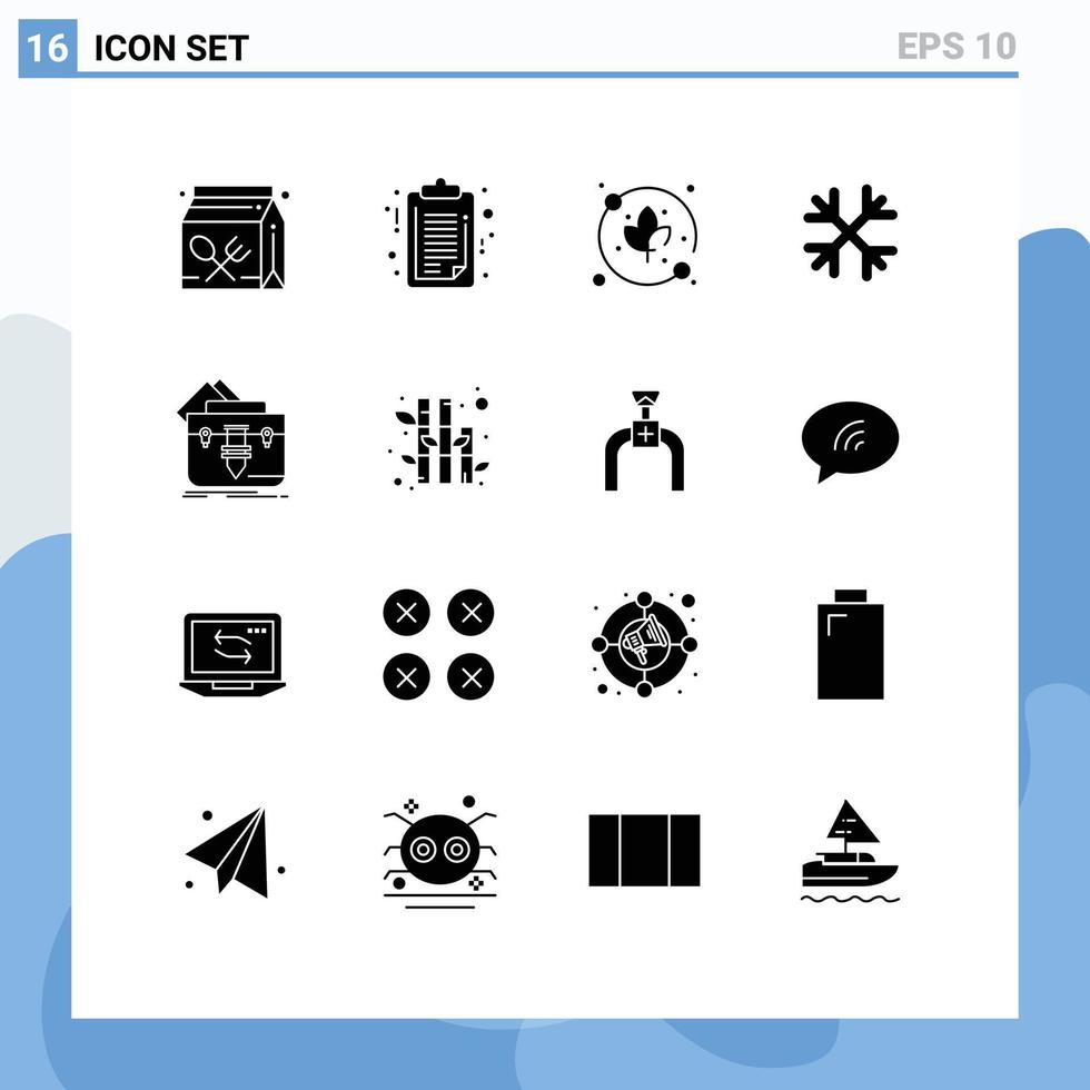 Modern Set of 16 Solid Glyphs and symbols such as bag canada clip board winter snow Editable Vector Design Elements