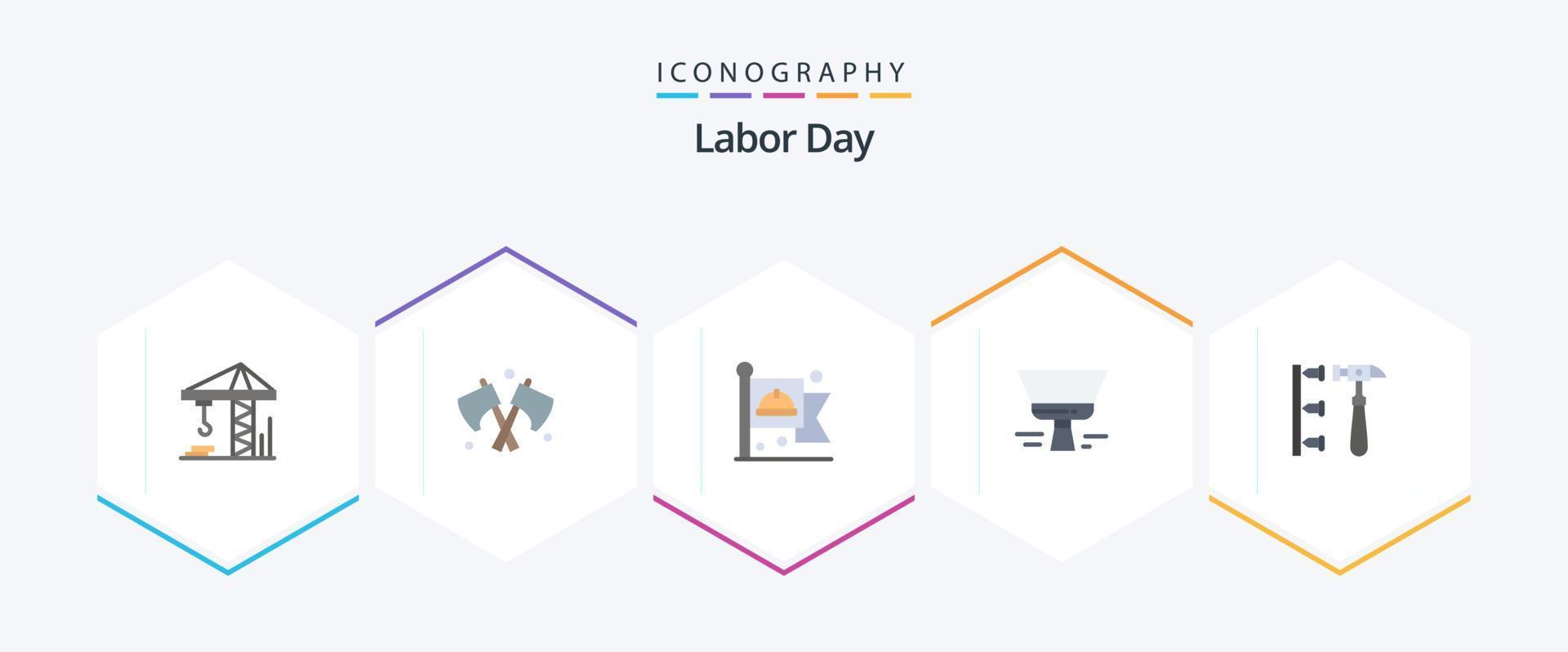 Labor Day 25 Flat icon pack including inefficient. erroneously. labor. screw. paint brush vector