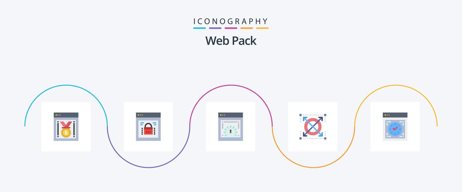Web Pack Flat 5 Icon Pack Including computer. seo. web security. target. web speed checking vector