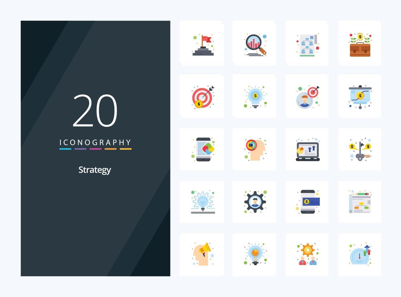 20 Strategy Flat Color icon for presentation vector