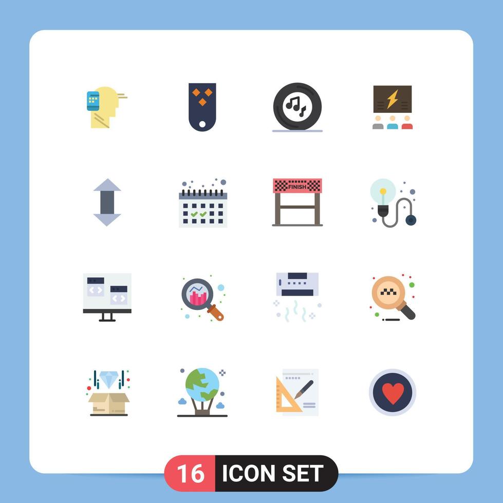 16 Flat Color concept for Websites Mobile and Apps idea brainstorming rank song note Editable Pack of Creative Vector Design Elements