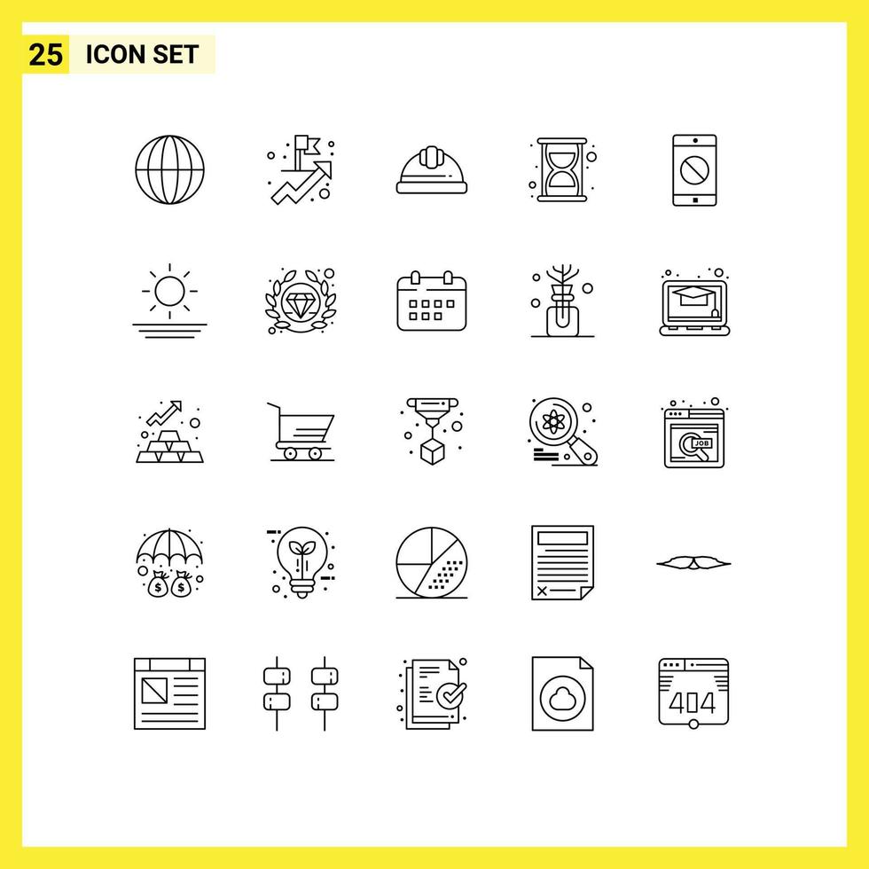 conjunto de 25 iconos modernos de la interfaz de usuario signos de símbolos para la playa discapacitados casco móvil aplicación discapacitada seo elementos de diseño vectorial editables vector